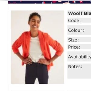 Boden boiled wool blazer jacket. Size 4.